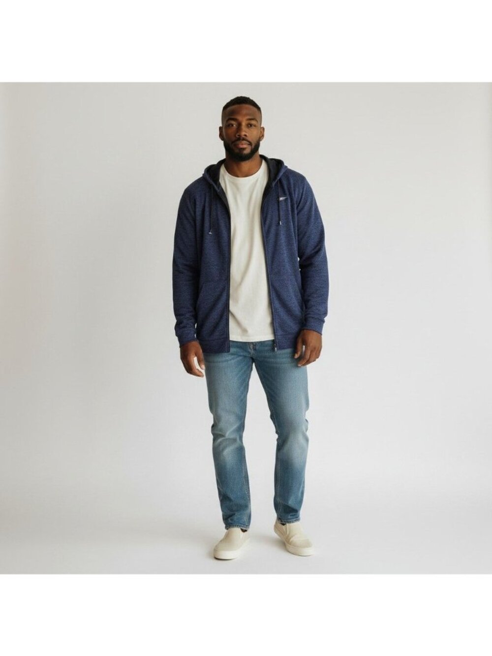 Reebok Men's BLUE Marled Speedwick Full-Zip Hoodie 5XLT - Picture 2 of 11